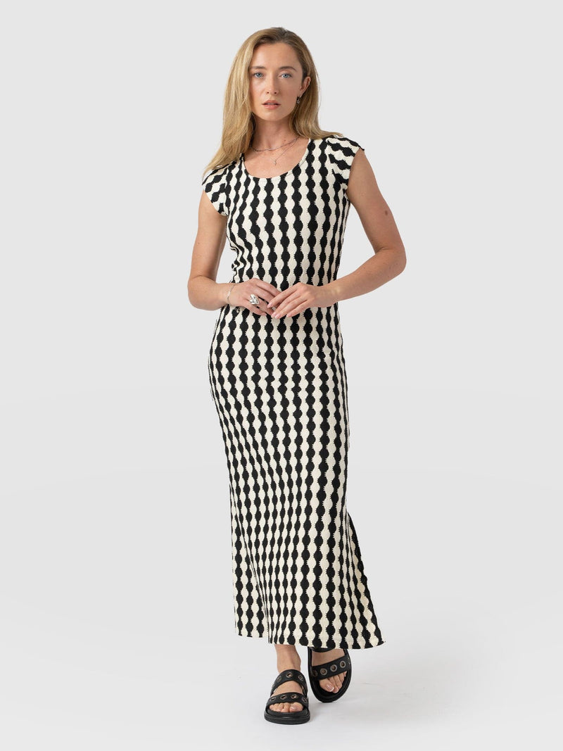 Elise Scoop Neck Midaxi Dress - Black/Cream - Women's Dresss | Saint + Sofia® UK