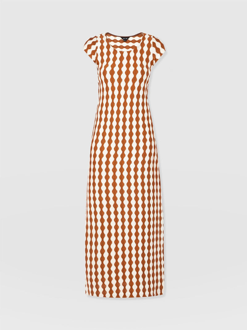 Elise Scoop Neck Midaxi Dress - Brown/Cream - Women's Dresss | Saint + Sofia® UK