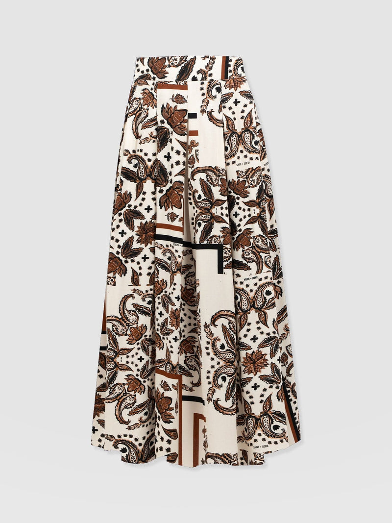 Eliza Pleated Skirt - Cream Paisley