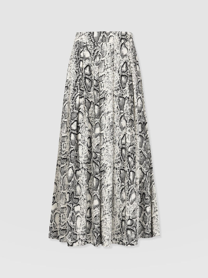 Eliza Pleated Skirt Cream Snake - Women's Skirts | Saint + Sofia® UK