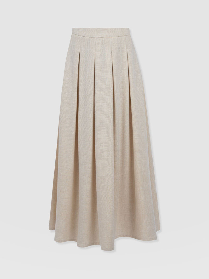 Eliza Pleated Skirt - Cream - Women's Skirts | Saint + Sofia® UK