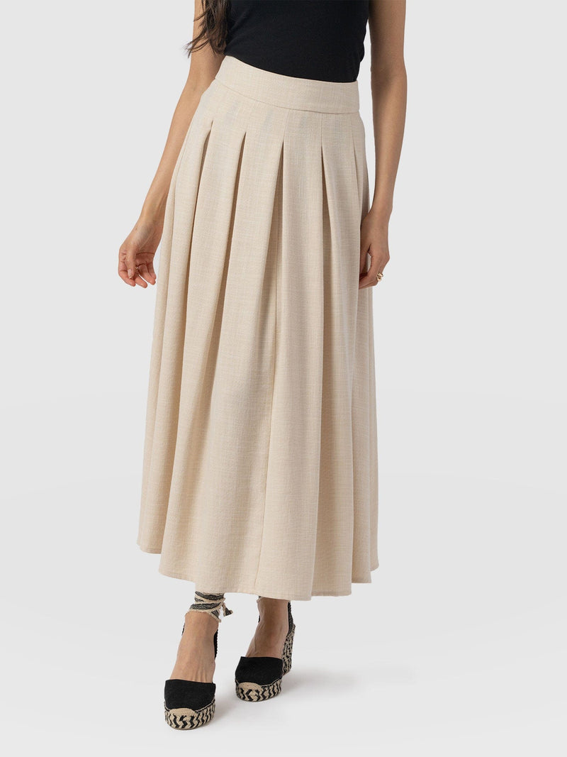 Eliza Pleated Skirt - Cream - Women's Skirts | Saint + Sofia® UK