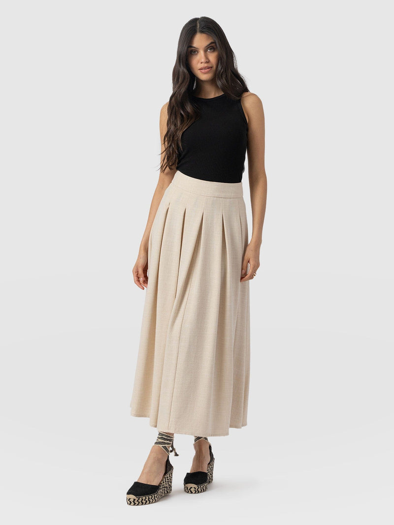 Eliza Pleated Skirt - Cream - Women's Skirts | Saint + Sofia® UK
