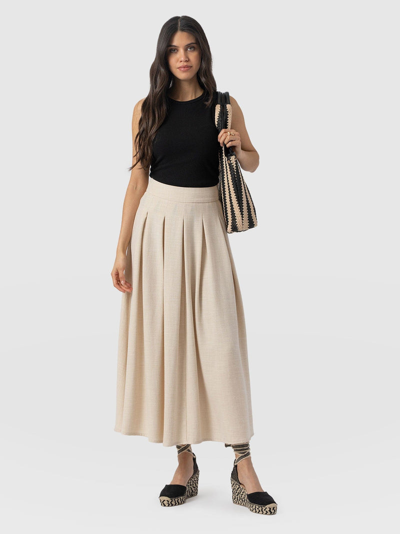 Eliza Pleated Skirt - Cream - Women's Skirts | Saint + Sofia® UK