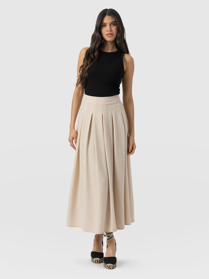 Eliza Pleated Skirt - Cream - Women's Skirts | Saint + Sofia® UK