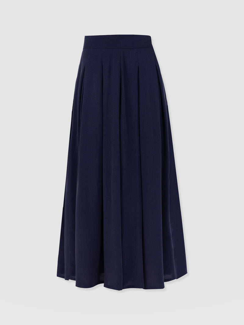 Eliza Pleated Skirt Navy - Women's Skirts | Saint + Sofia® UK