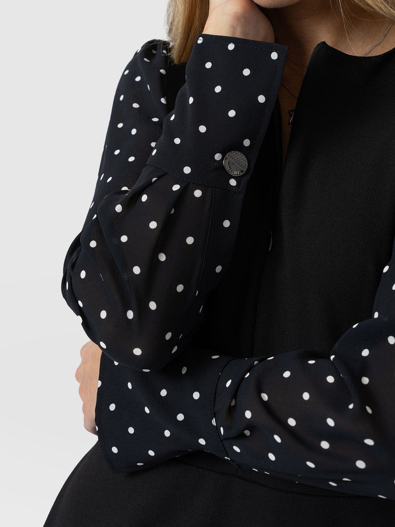 Ella Fit & Flare Dress - Black Polka Dot - Women's Dresses | Saint + Sofia® UK