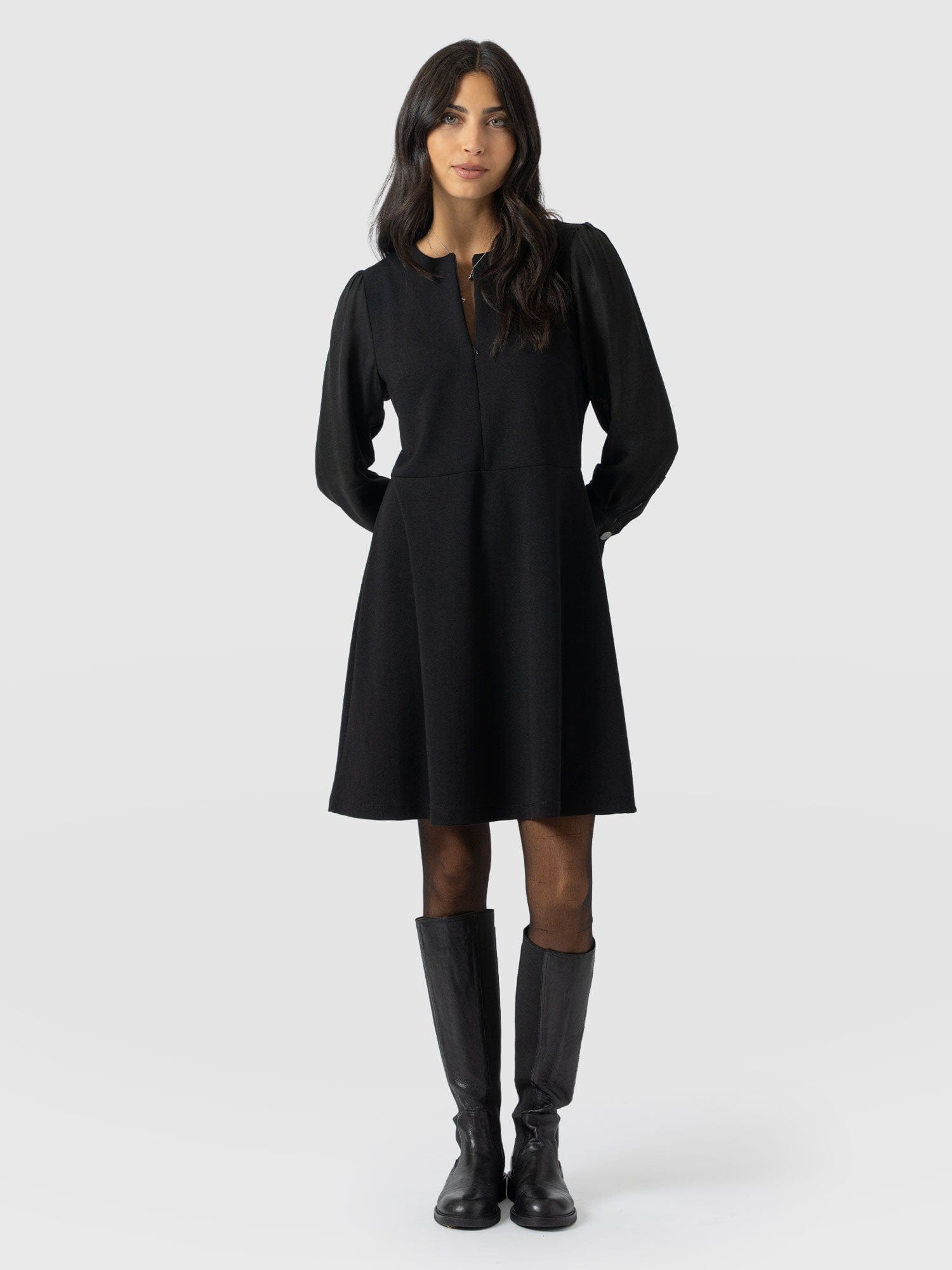 slim fit dress slacks Ella Fit & Flare Dress - Black - Women's Dresses