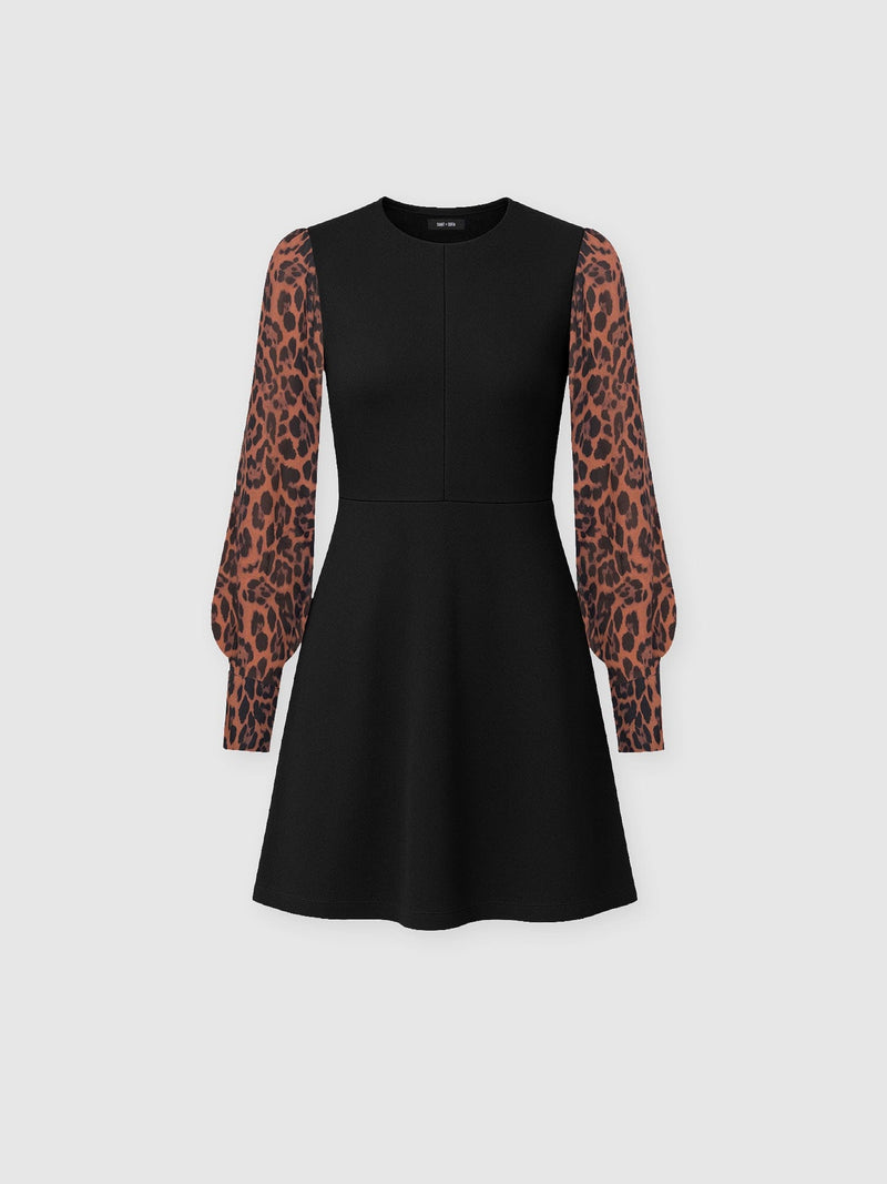 Ella Fit & Flare Dress - Brown Leopard - Women's Dresses | Saint + Sofia® UK