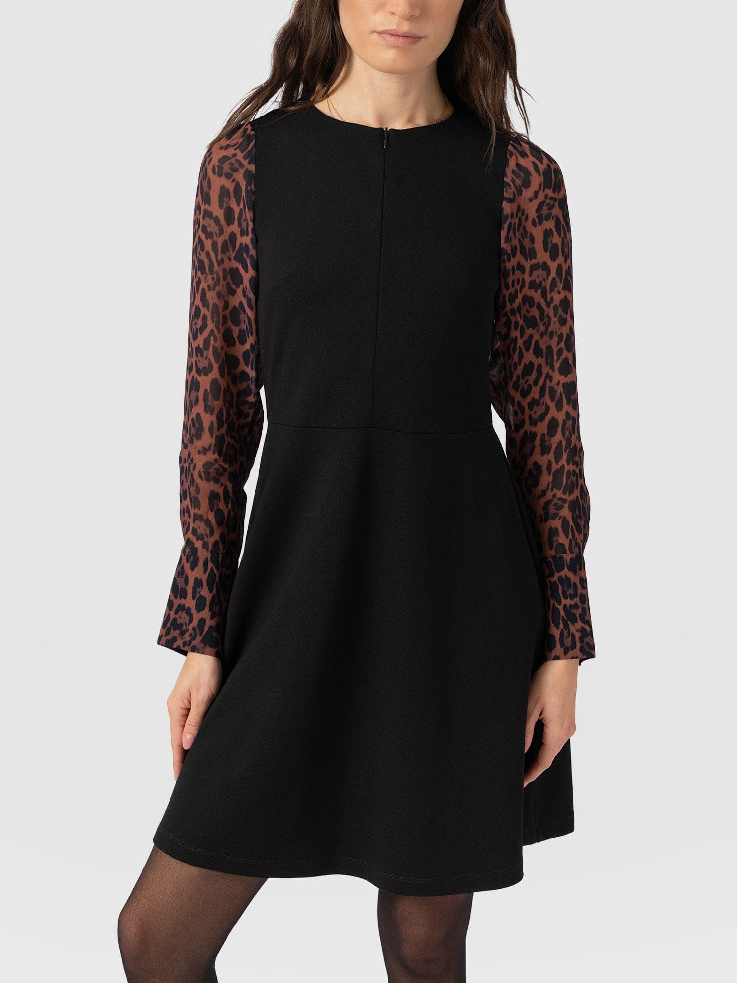 Ella Fit & Flare Dress - Brown Leopard - Women's Dresses | Saint + Sofia® UK