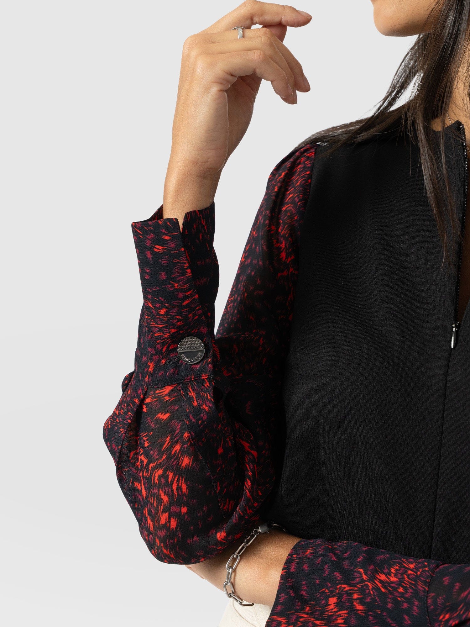 Ella Zip Up Top - Red Fade Spot - Women's T-shirts | Saint + Sofia® UK