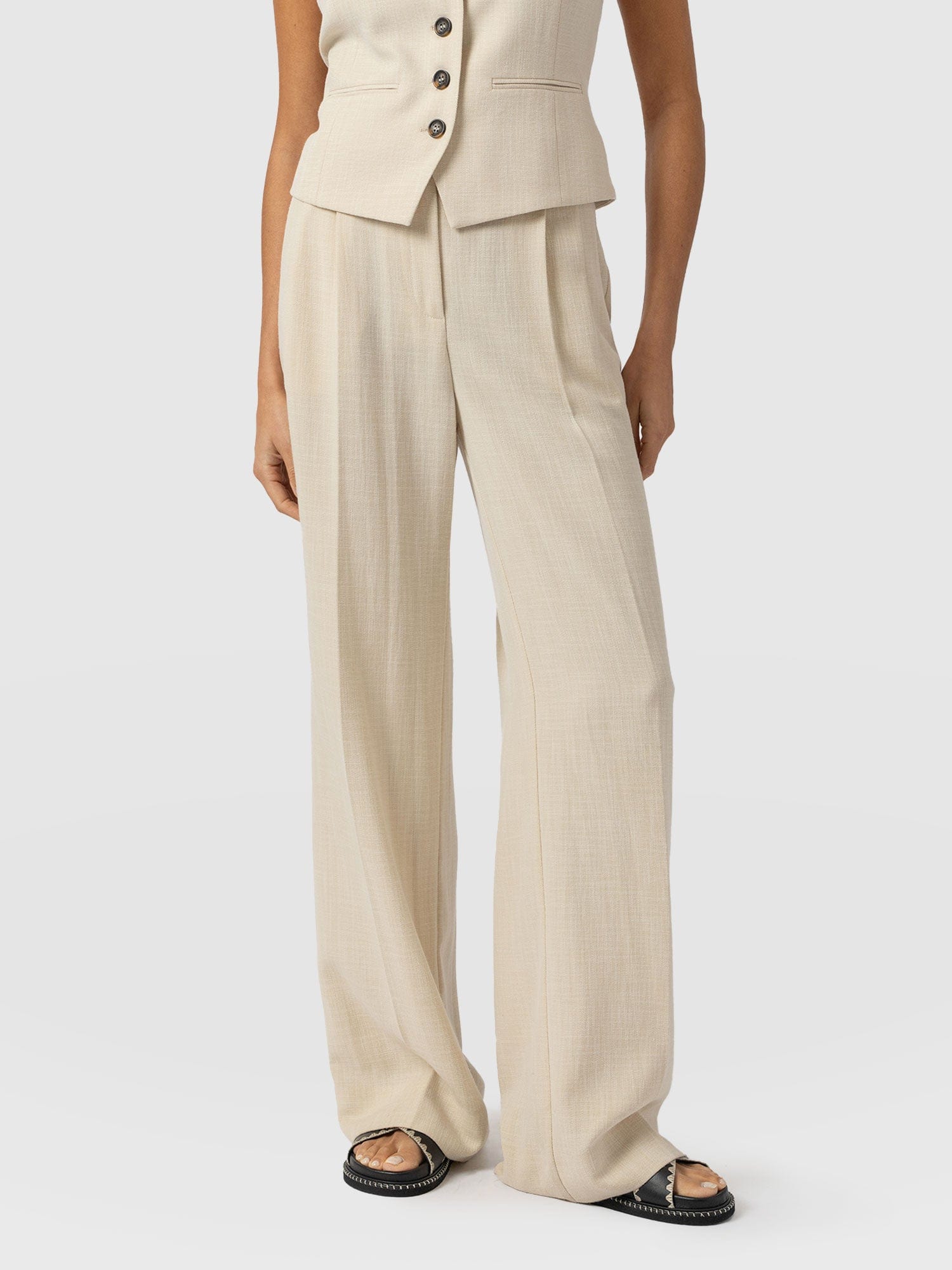 Argent Wide Leg Pant Cream - Women's Trousers | Saint + Sofia® UK