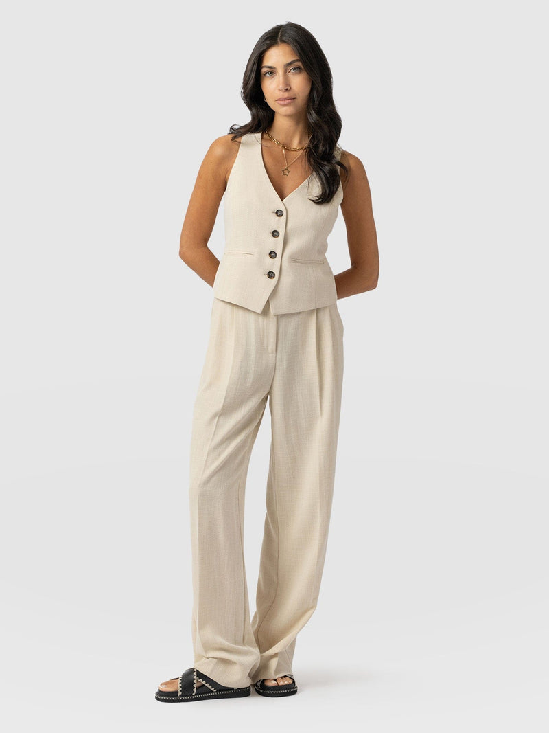 Argent Wide Leg Pant Cream - Women's Trousers | Saint + Sofia® UK