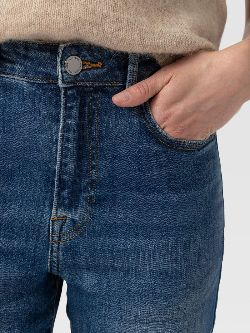 Emma Straight Leg Jean - Mid Blue