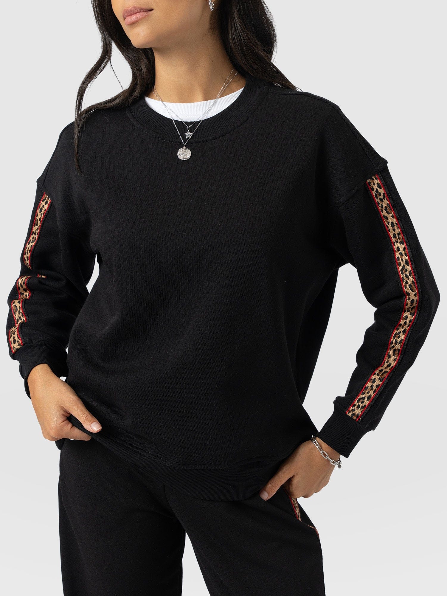 Victory Sweatshirt - Black - Leopard - Women's Jumpers | Saint + Sofia® UK