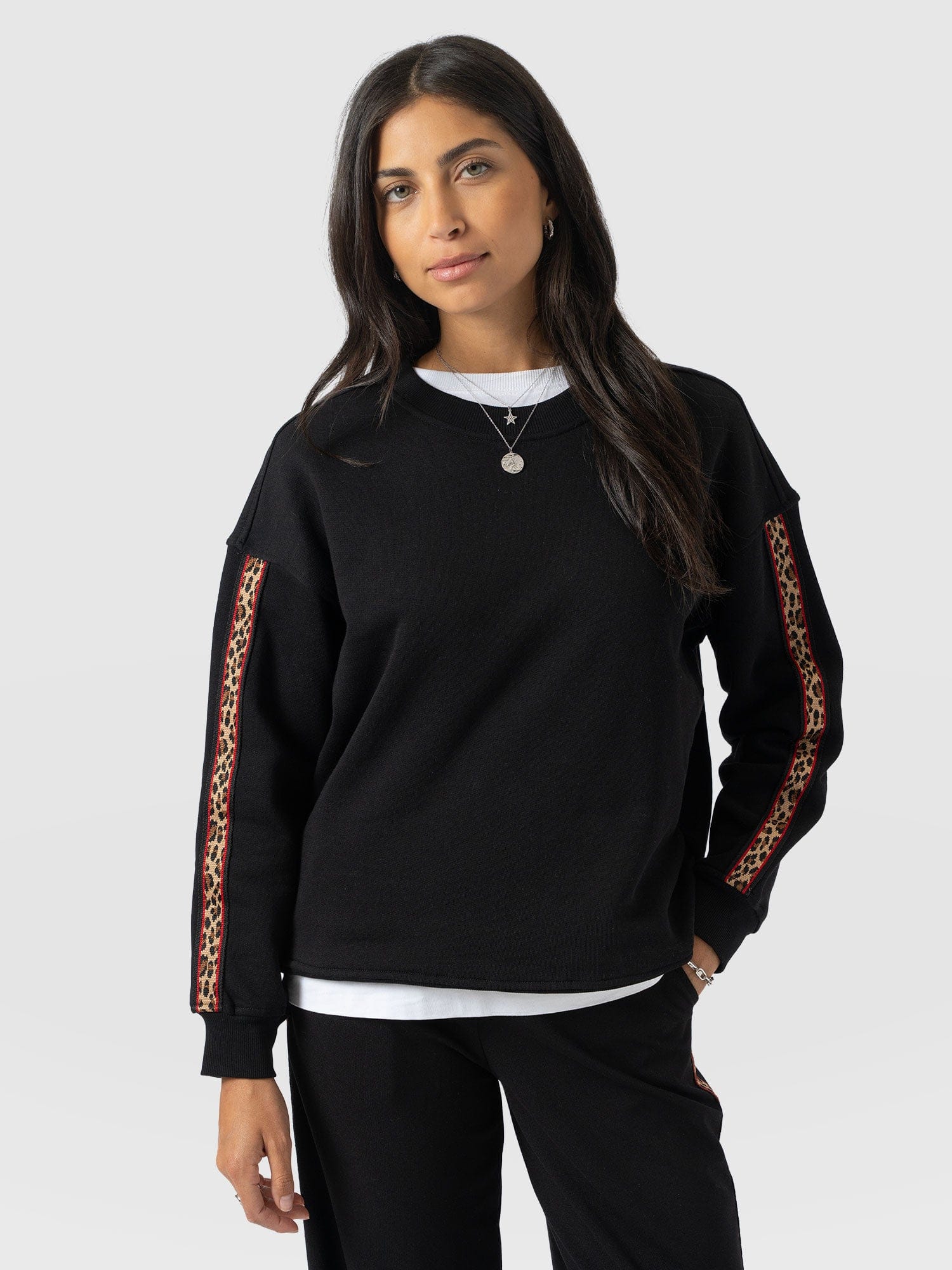 Victory Sweatshirt - Black - Leopard - Women's Jumpers | Saint + Sofia® UK