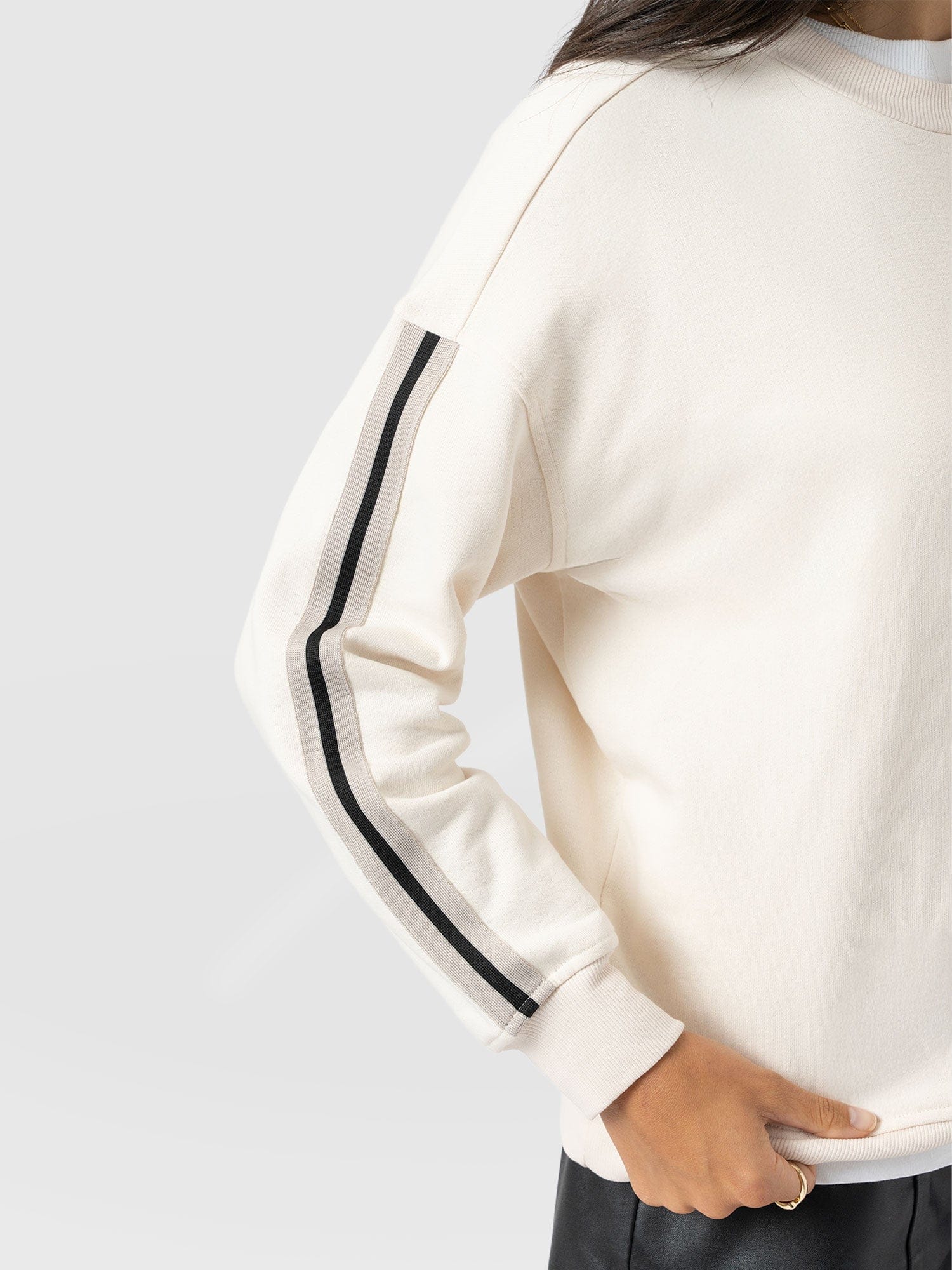 Ennis Sweatshirt - Cream - Black Stripe - Women's Jumpers | Saint and Sofia® UK