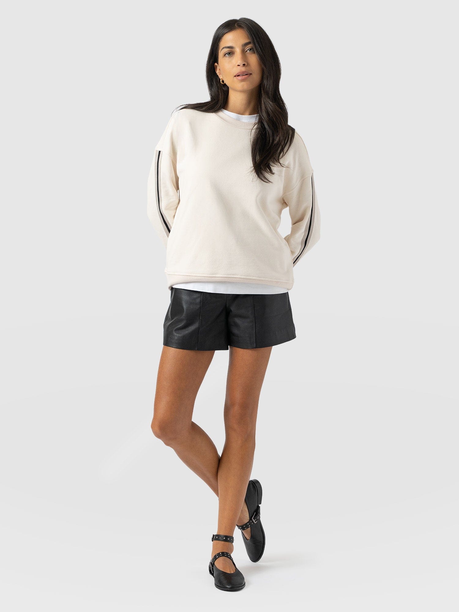 Ennis Sweatshirt - Cream - Black Stripe - Women's Jumpers | Saint and Sofia® UK