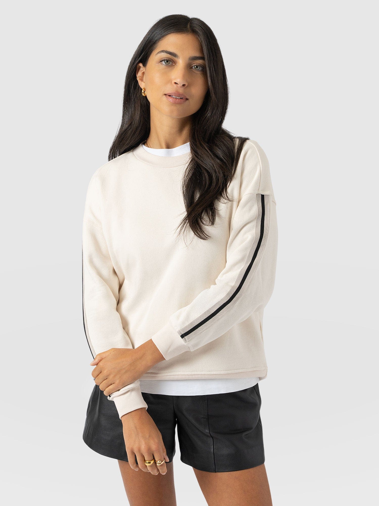 Ennis Sweatshirt - Cream - Black Stripe - Women's Jumpers | Saint and Sofia® UK