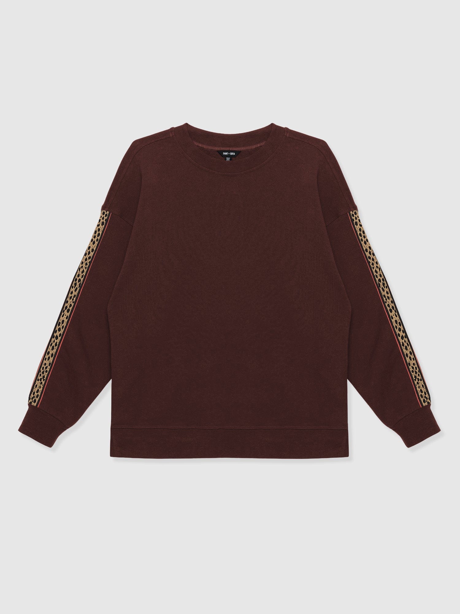 Ennis Sweatshirt - Maroon - Leopard - Women's Jumpers | Saint and Sofia® UK