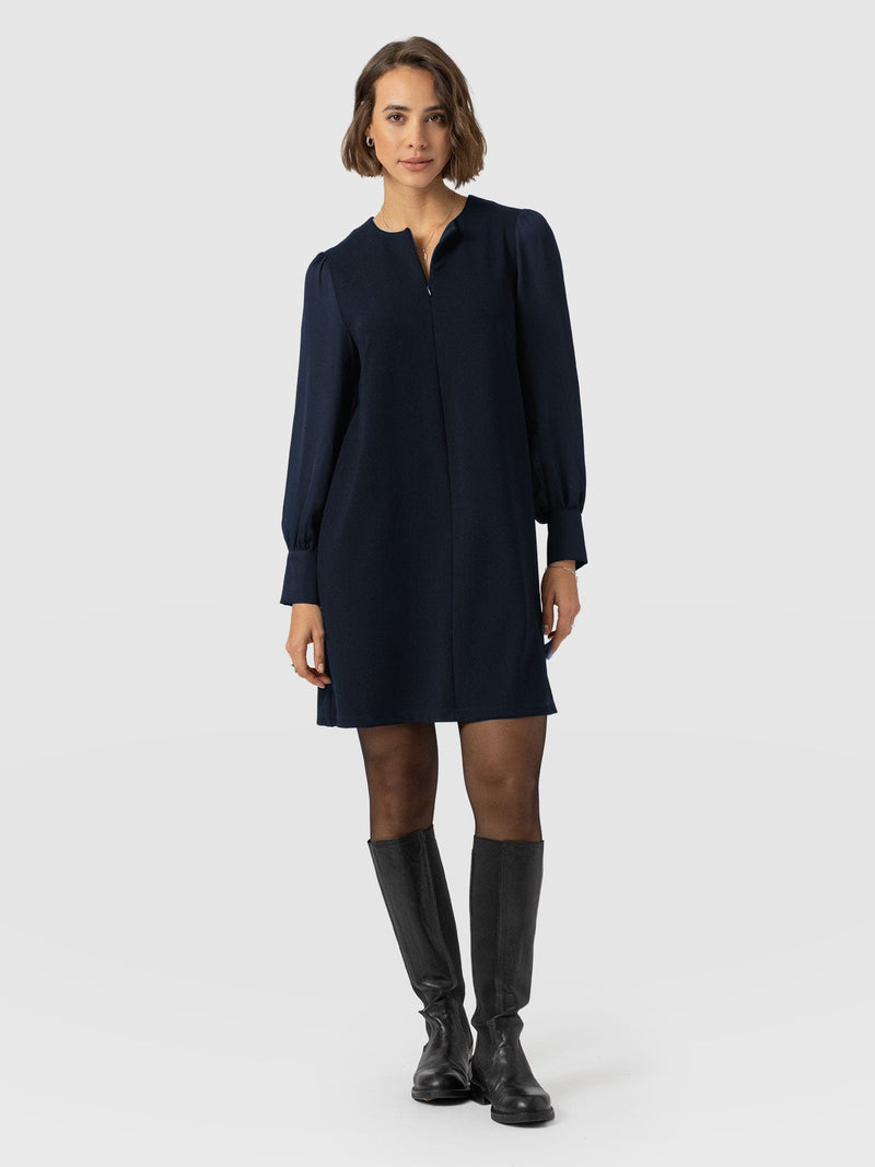 Esme Zip Up Dress - Navy