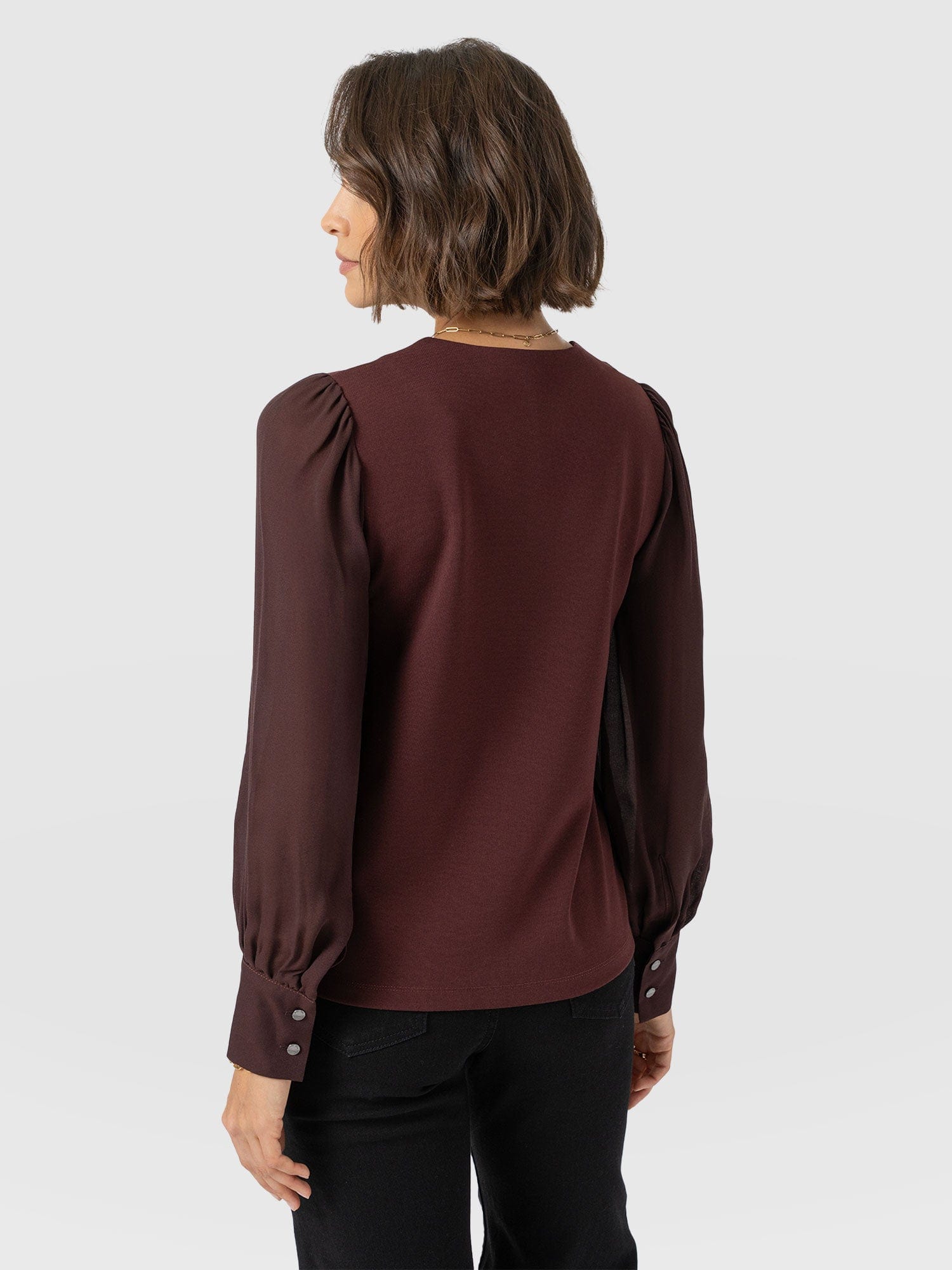 Esme Zip Up Top - Maroon - Women's T-shirts | Saint and Sofia® UK