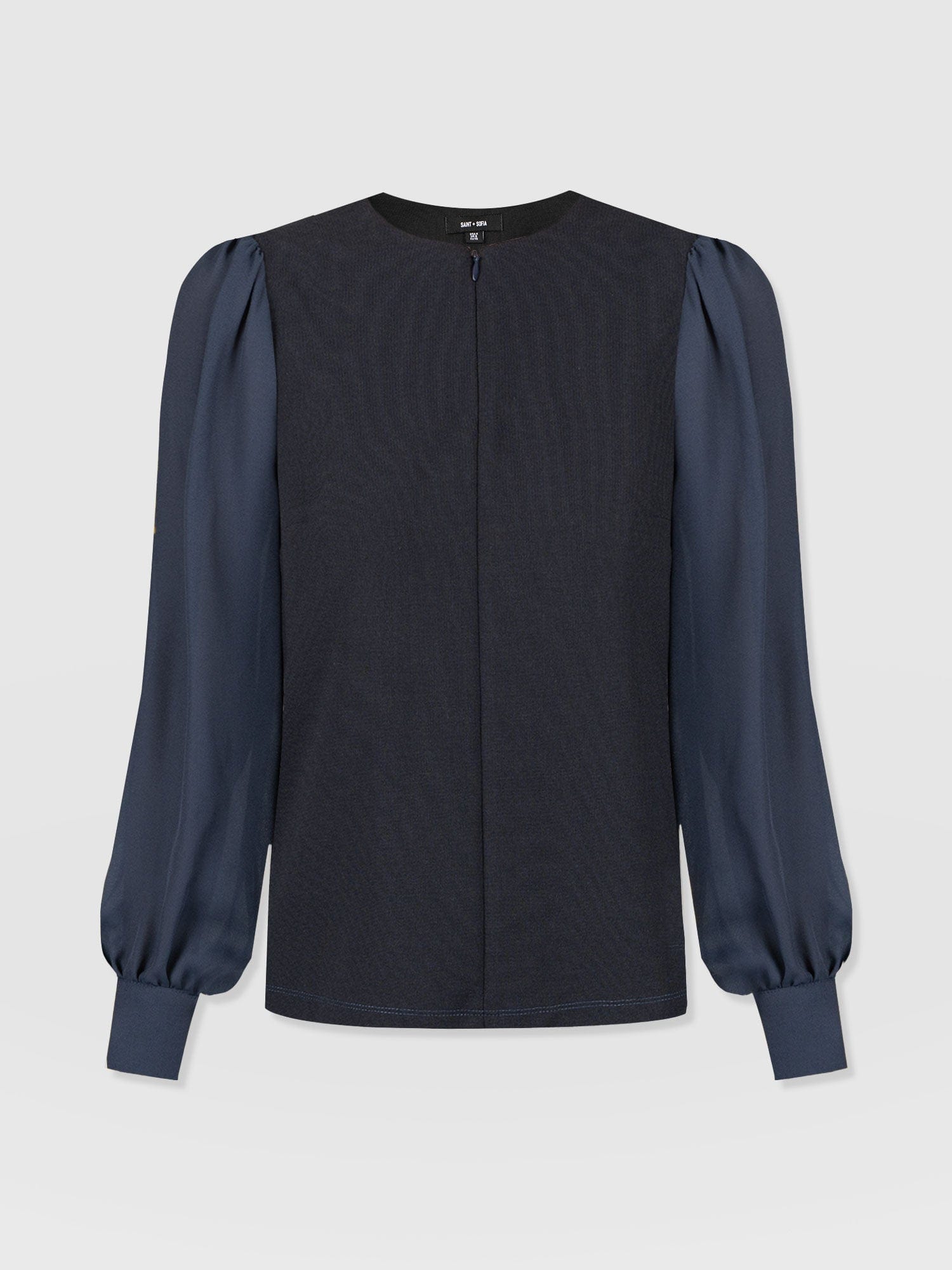 Esme Zip Up Top - Navy - Women's T-shirts | Saint and Sofia® UK