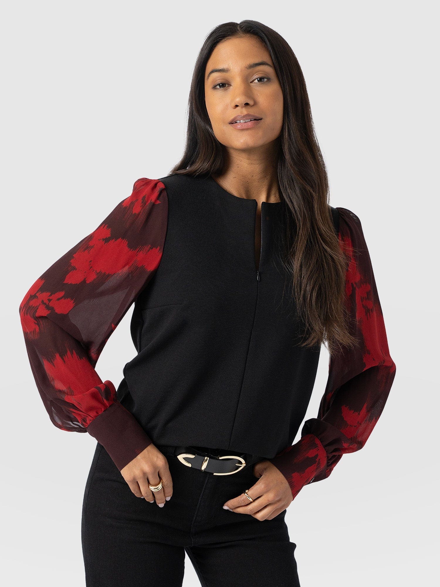 Esme Zip Up Top - Pink Fade Floral - Women's T-shirts | Saint + Sofia® UK