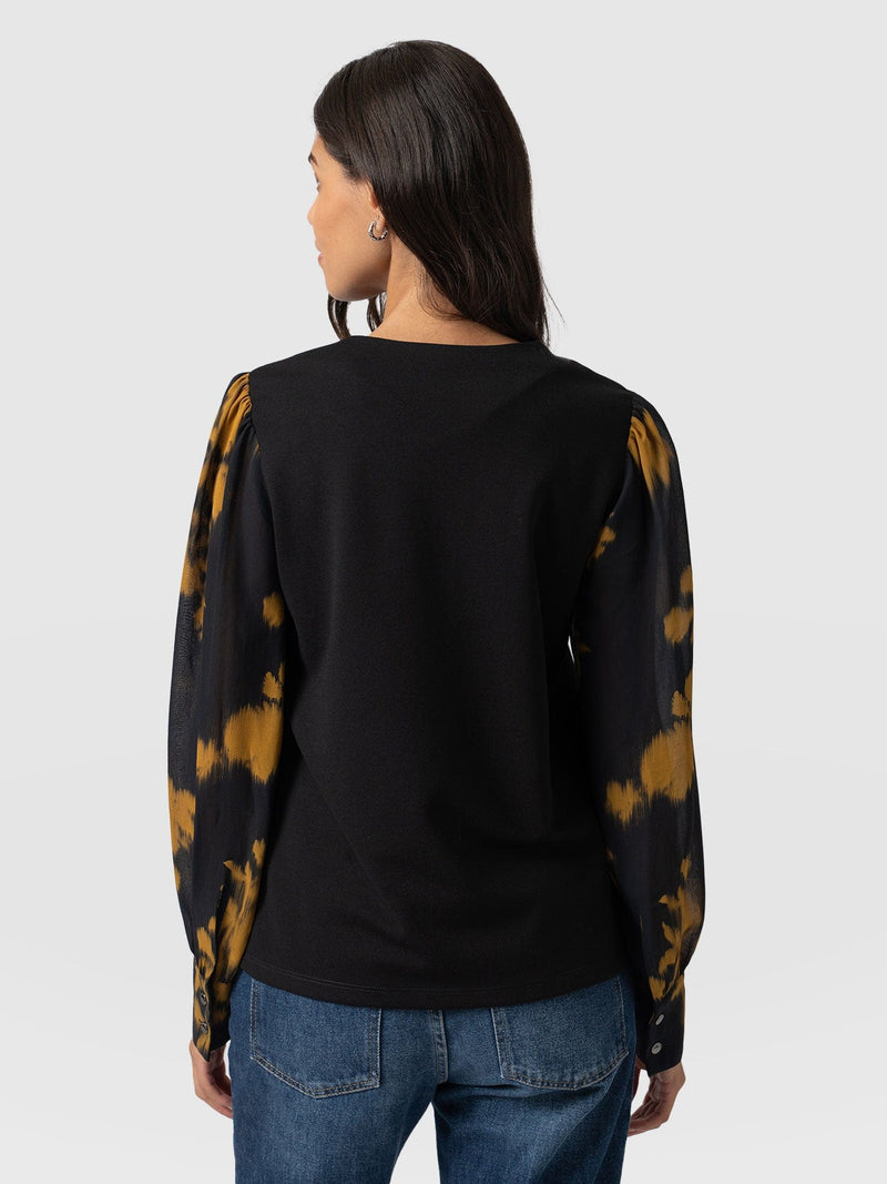 Esme Zip Up Top Yellow Fade Floral - Women's Tops | Saint + Sofia® UK