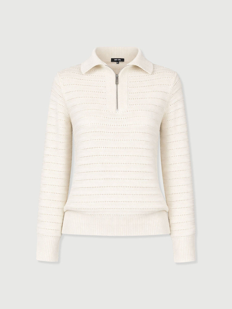 Ester Quarter Zip Knit - Cream - Women's Jumpers | Saint + Sofia® UK