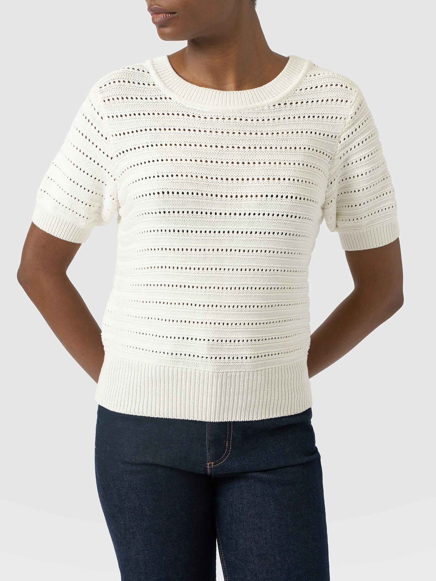 Ester Short Sleeve Knit - Cream - Women's Jumpers | Saint and Sofia® UK