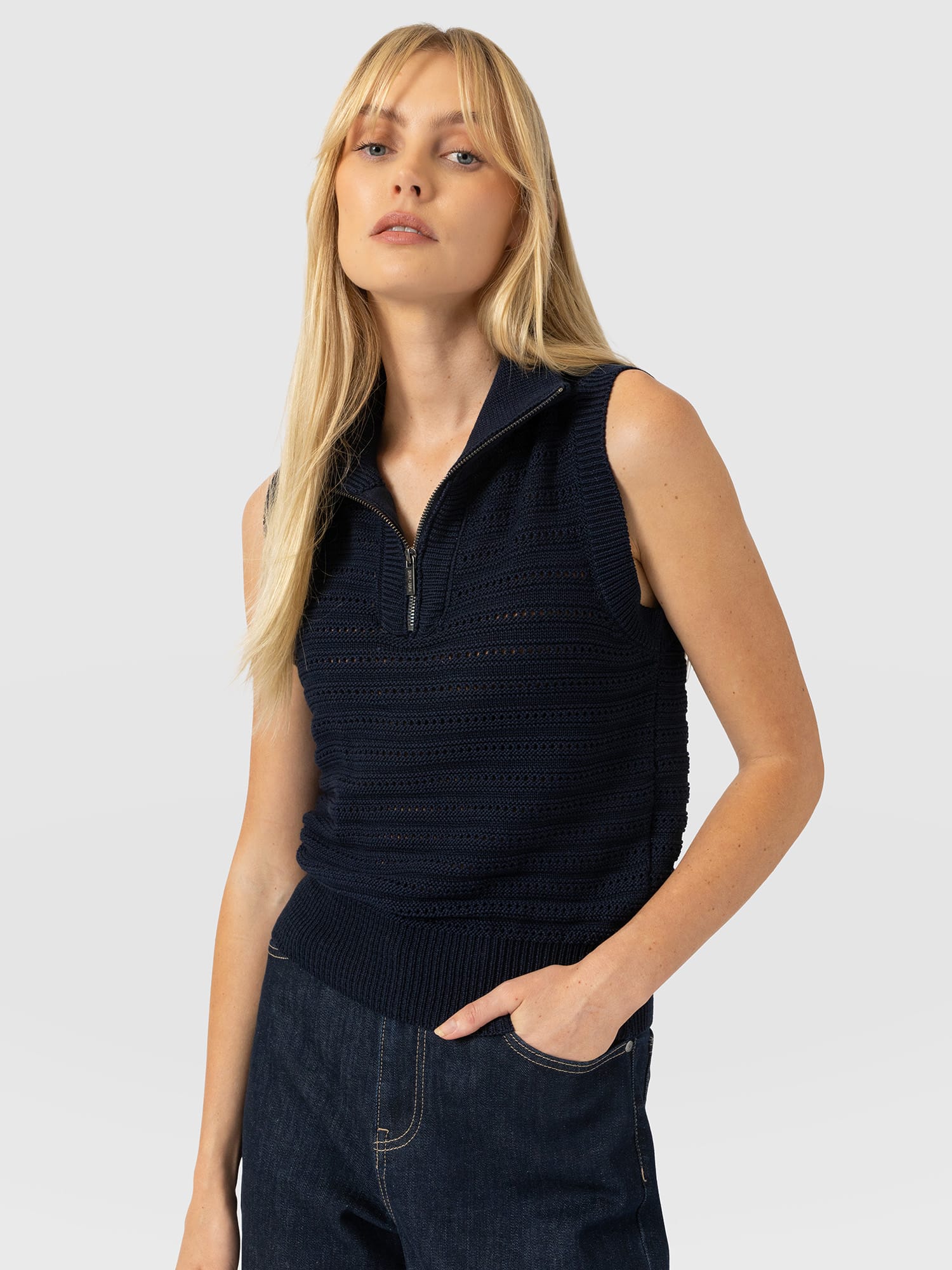 Ester Sleeveless Knit - Navy