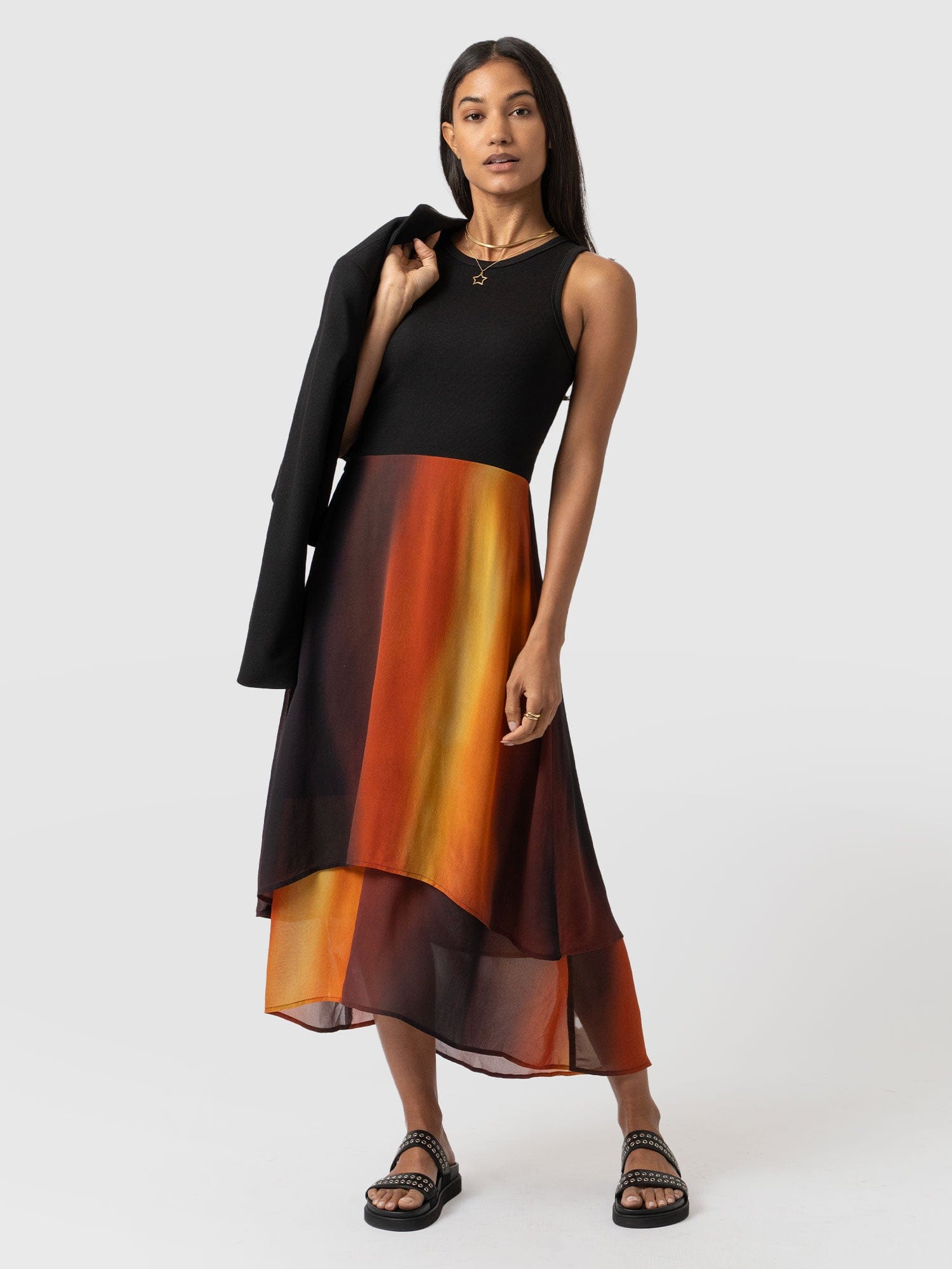Etta Layered Dress Amber Gradient - Women's Skirts | Saint and Sofia® UK