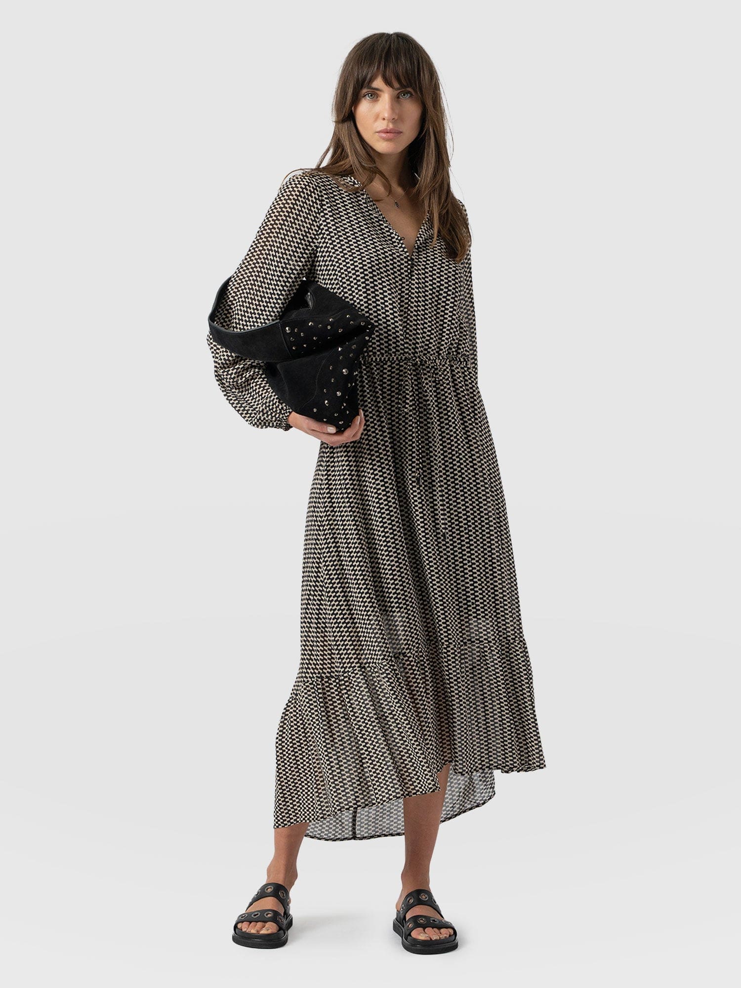 Evelyn High Low Dress Monochrome Wave - Women's Dresses | Saint + Sofia® UK