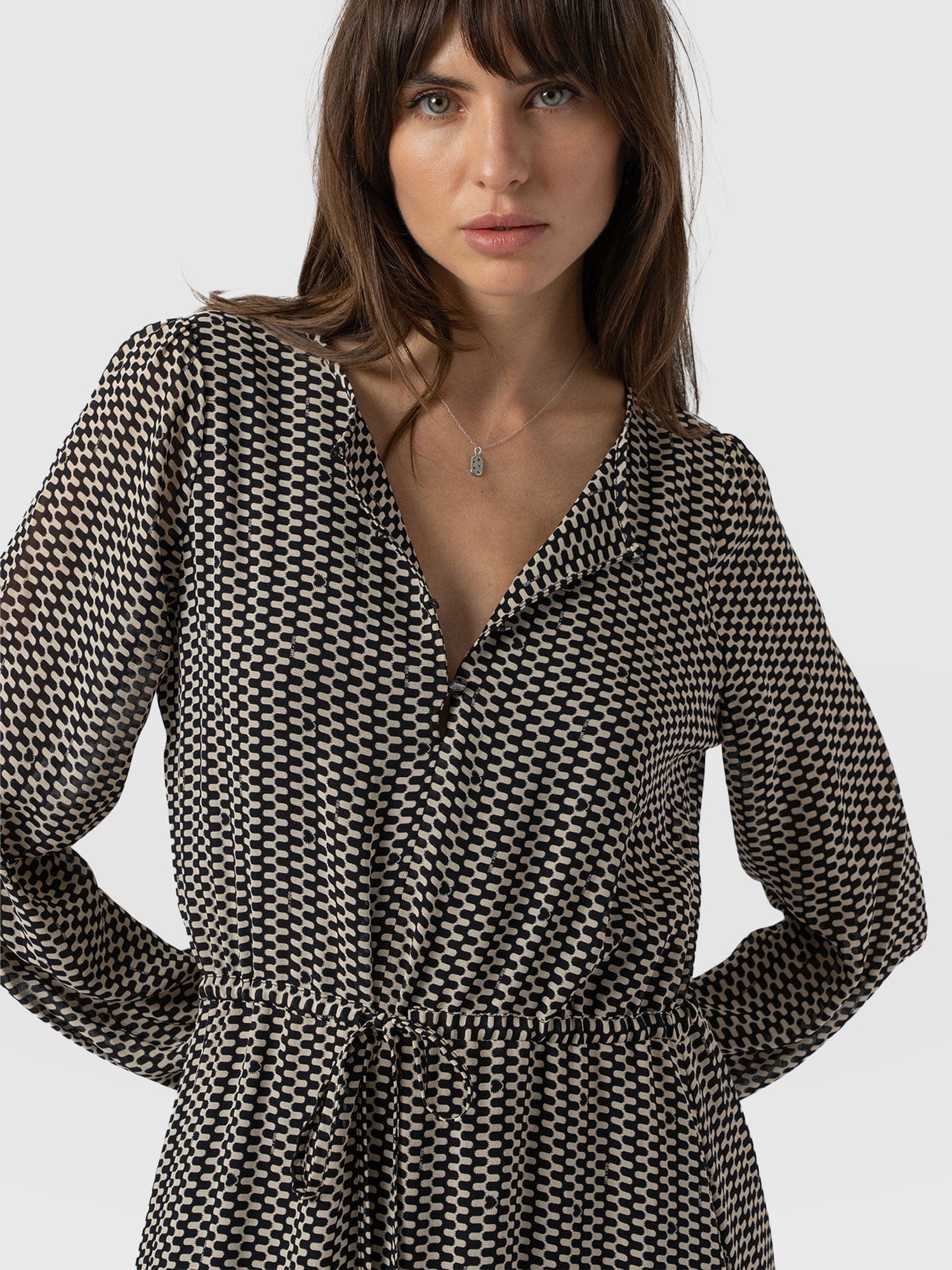 Evelyn High Low Dress Monochrome Wave - Women's Dresses | Saint + Sofia® UK