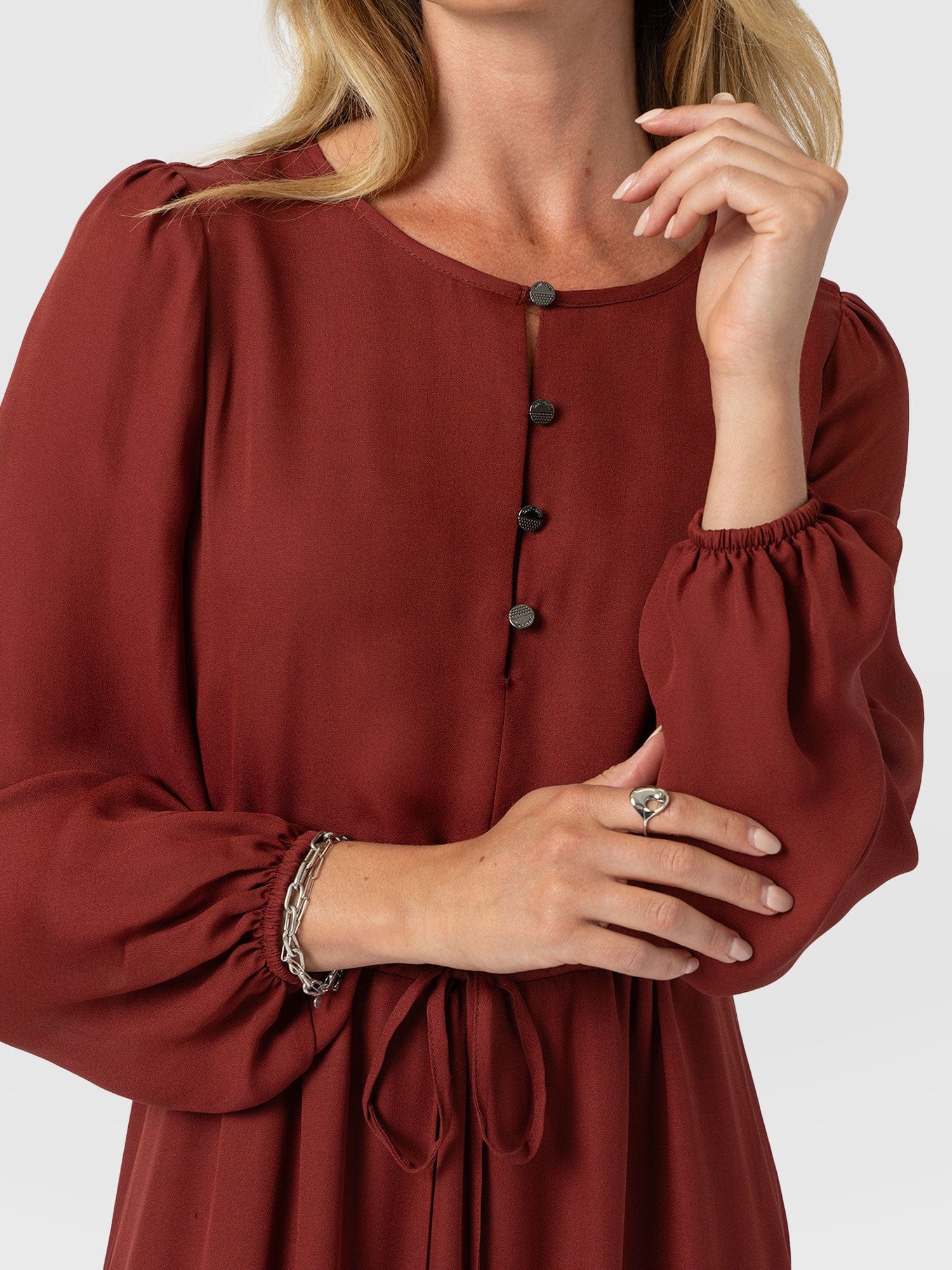 Evelyn High Low Dress - Rust Red - Women's Dresses | Saint + Sofia® UK
