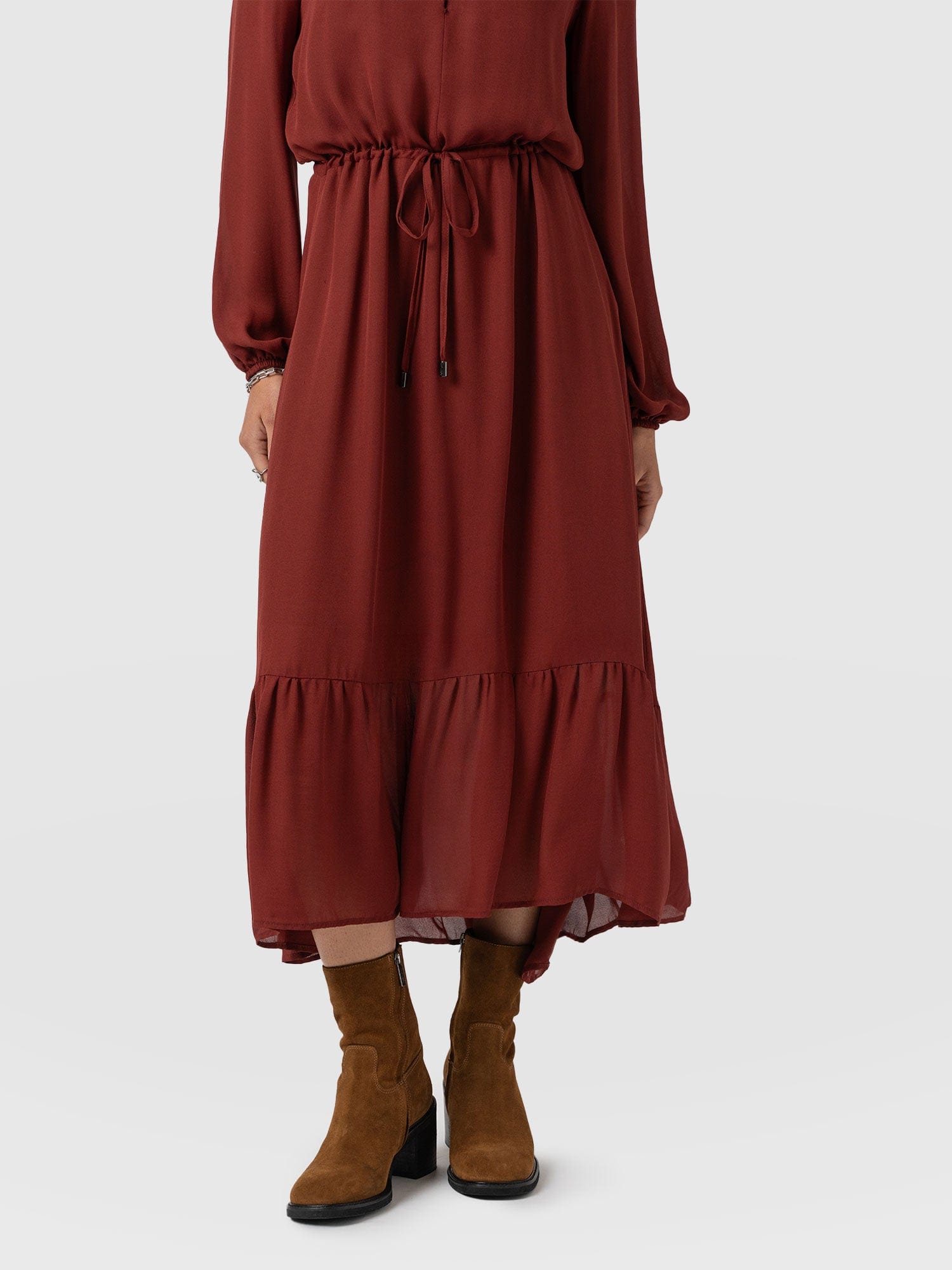 Evelyn High Low Dress - Rust Red - Women's Dresses | Saint + Sofia® UK