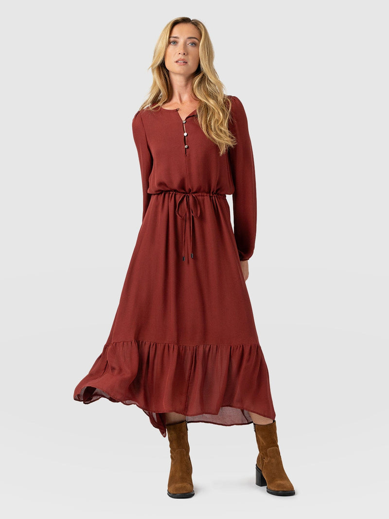 Evelyn High Low Dress - Rust Red - Women's Dresses | Saint + Sofia® UK