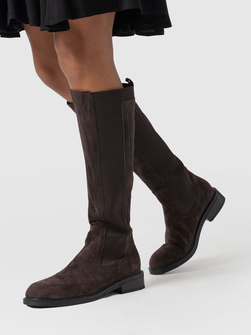 Evelyn Knee High Boot Brown - Women's Leather Boots | Saint + Sofia® UK