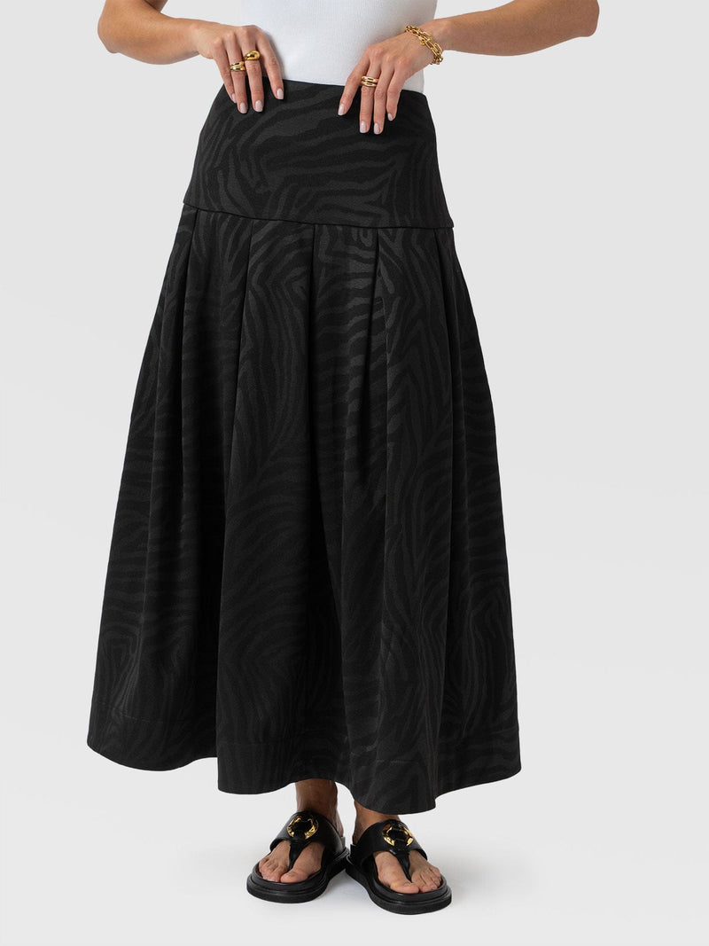Everly Pleated Skirt Black Zebra - Women's Skirts | Saint + Sofia® UK