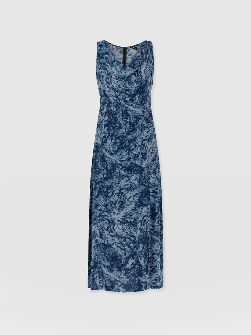 Faye Cowl Neck Dress Blue Marble - Women's Dresses | Saint + Sofia® UK