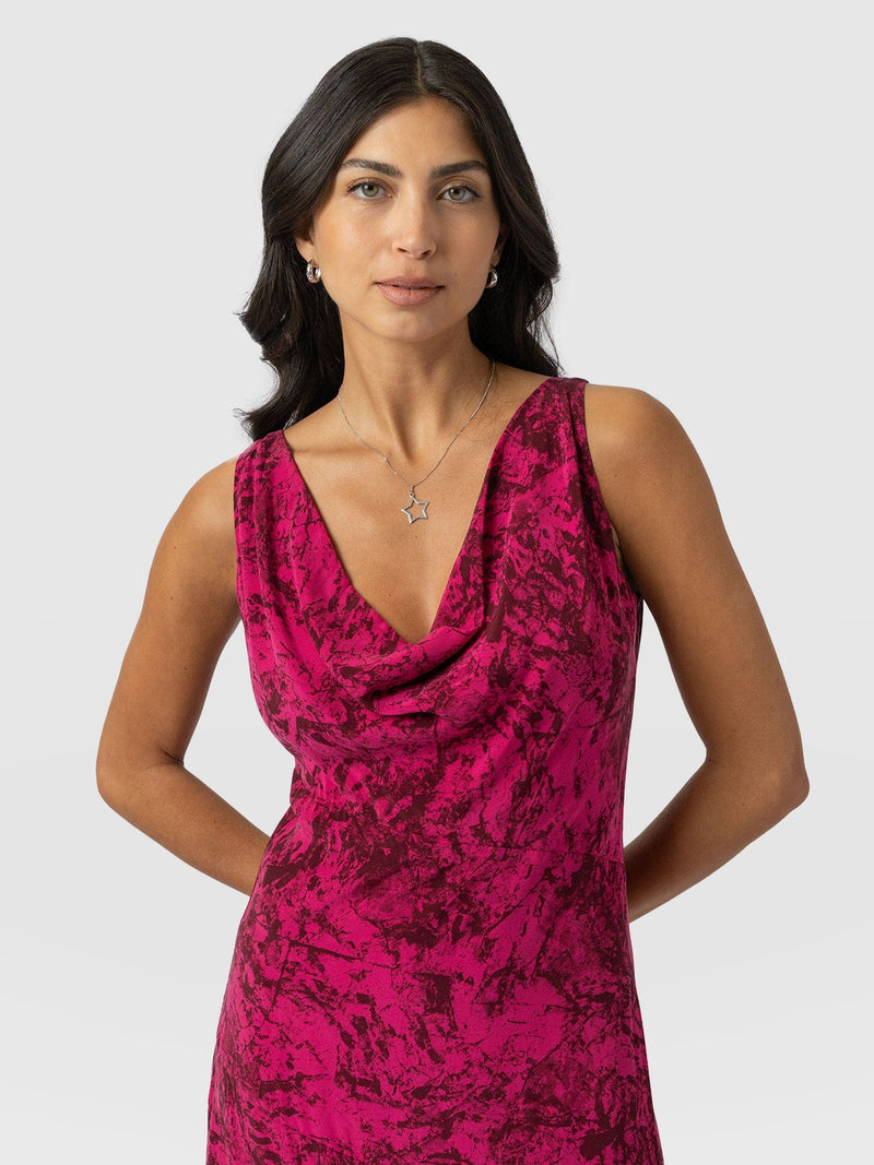 Faye Cowl Neck Dress Pink Marble - Women's Dresses | Saint + Sofia® UK