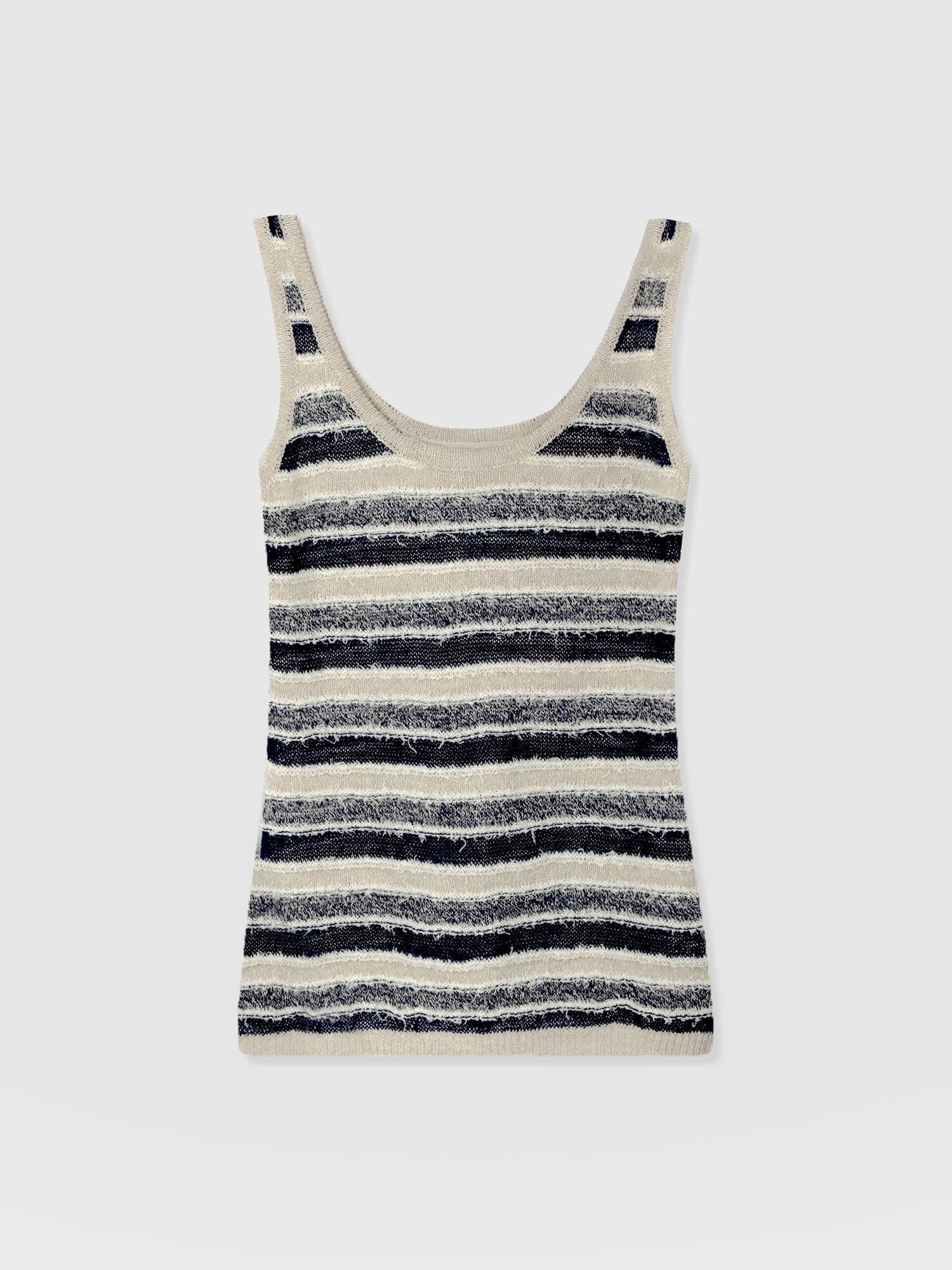 Fearne Knit Cami - Blue Stripe - Women's Tanks | Saint + Sofia® UK