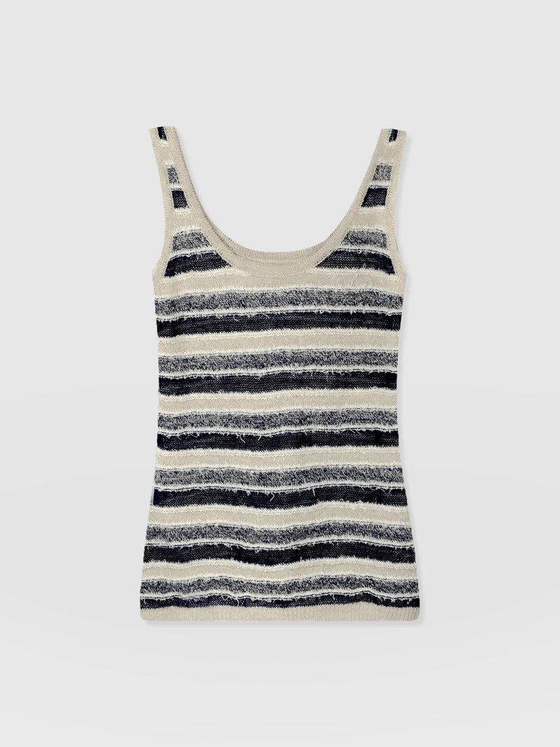 Fearne Knit Cami - Blue Stripe - Women's Tanks | Saint + Sofia® UK