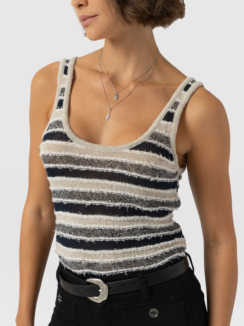 Fearne Knit Cami - Blue Stripe - Women's Tanks | Saint + Sofia® UK