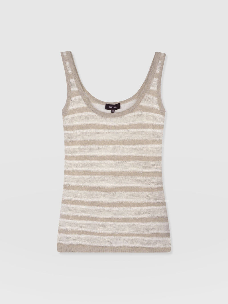 Fearne Knit Cami - Cream Stripe - Women's Tanks | Saint + Sofia® UK