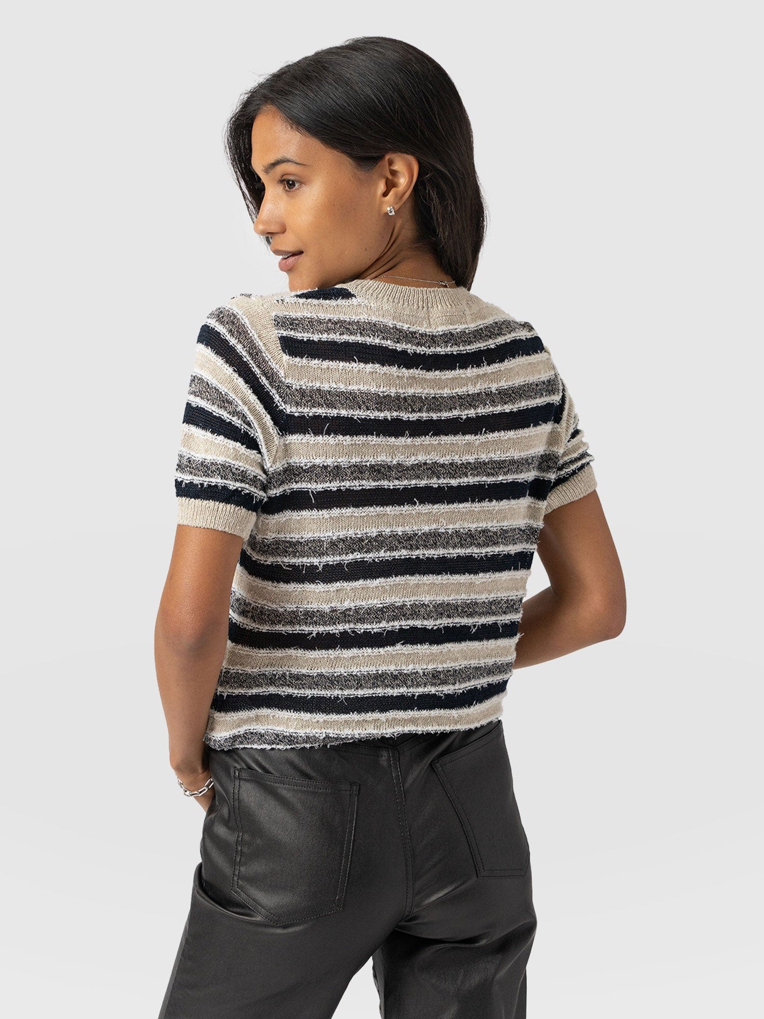Fearne Knit Tee Blue Stripe - Women's Knitwear | Saint + Sofia® UK