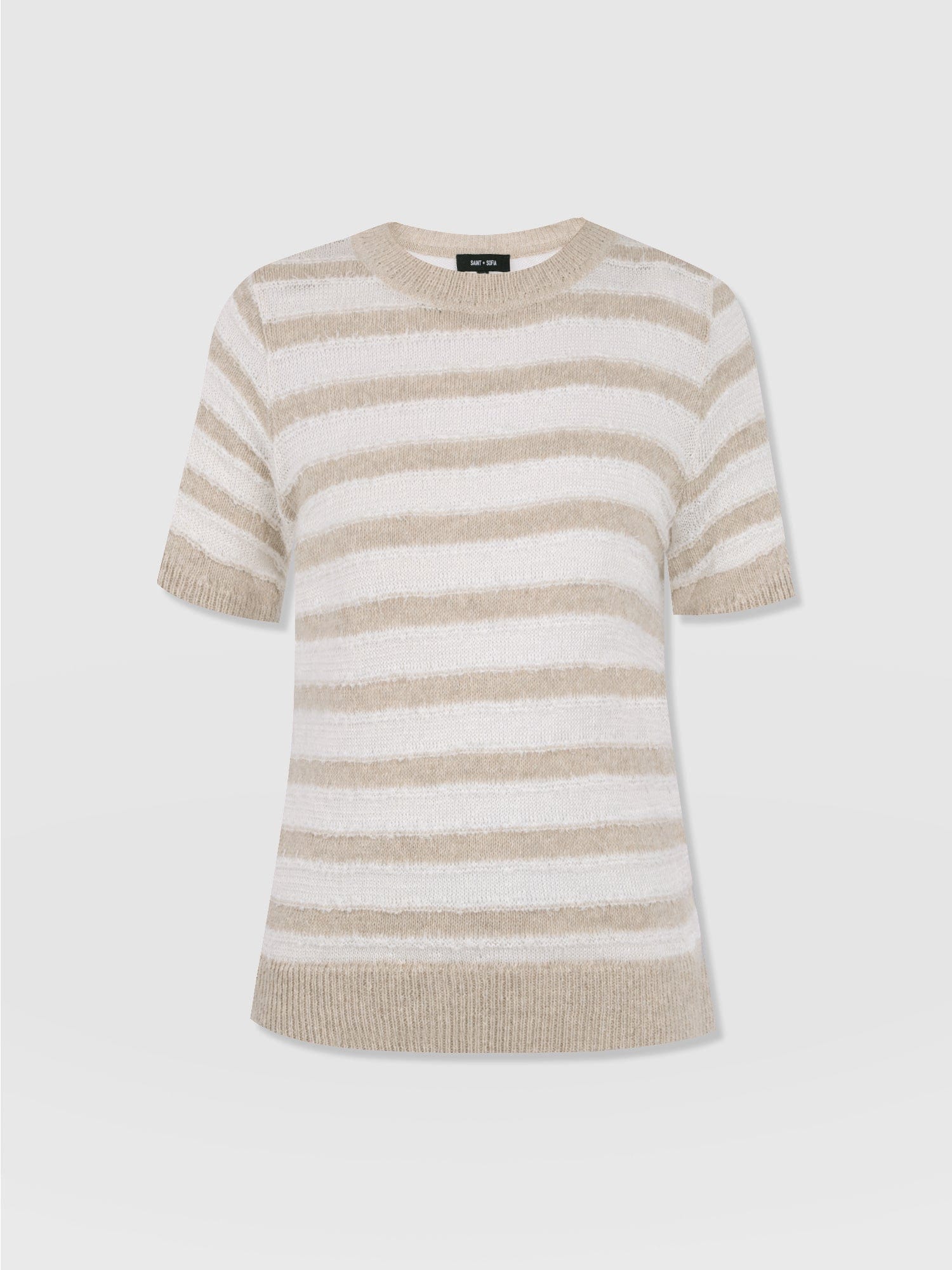 Fearne Knit Tee - Cream Stripe - Women's Knitwears | Saint + Sofia® UK