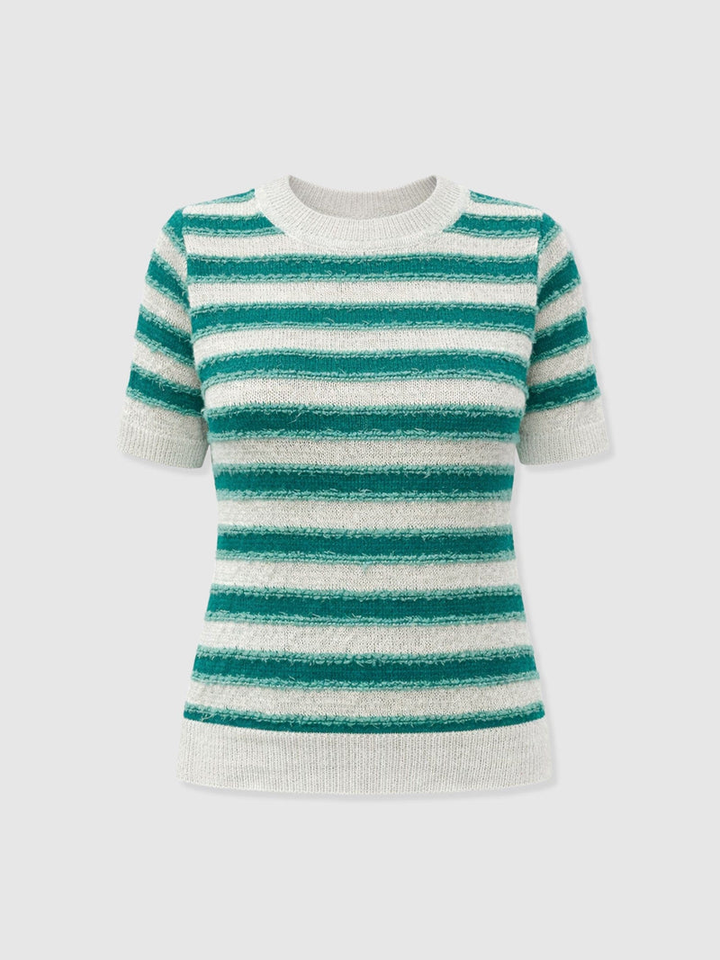 Fearne Knit Tee - Mint Stripe - Women's Jumpers | Saint + Sofia® UK