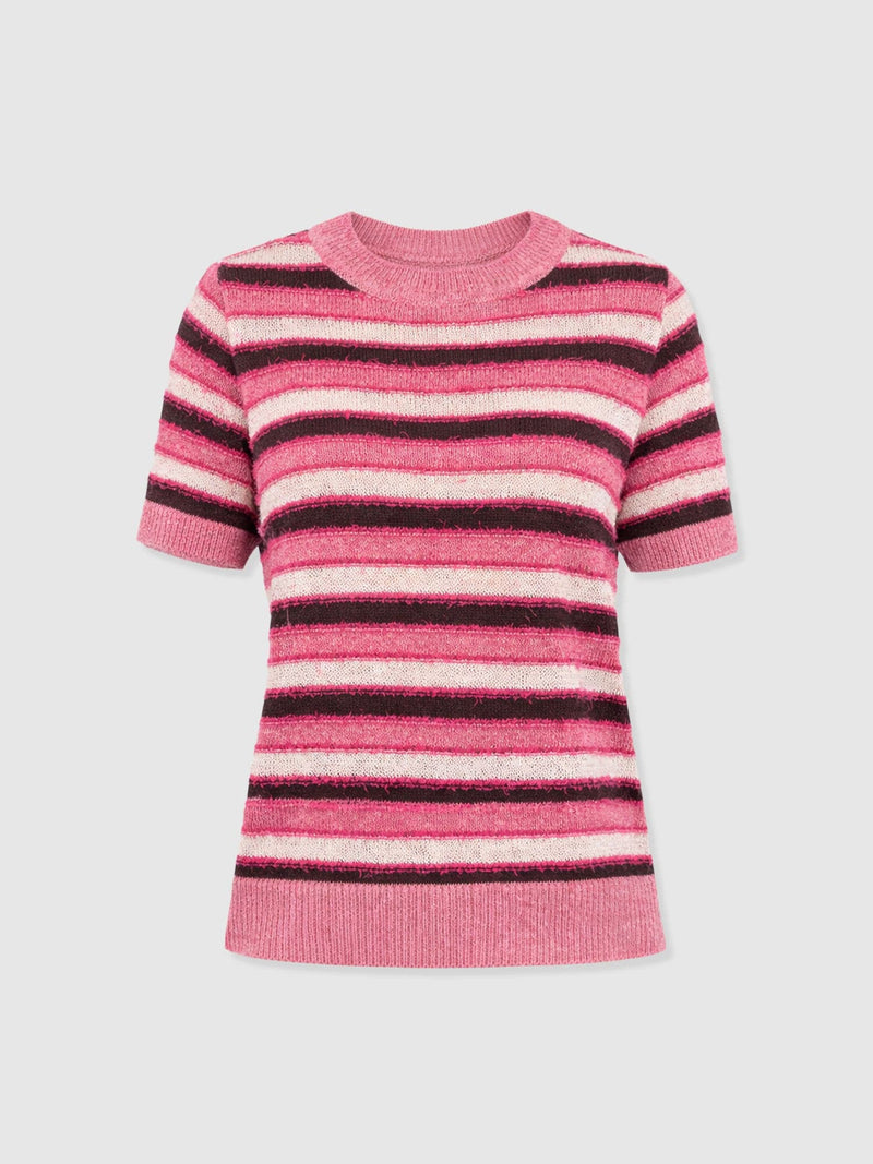 Fearne Knit Tee - Pink Stripe - Women's Jumpers | Saint + Sofia® UK